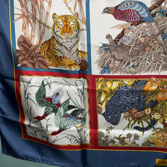 Salvatore Ferragamo 100% Silk Jungle Animals Print Scarf NWT - Picture 6 of 16
